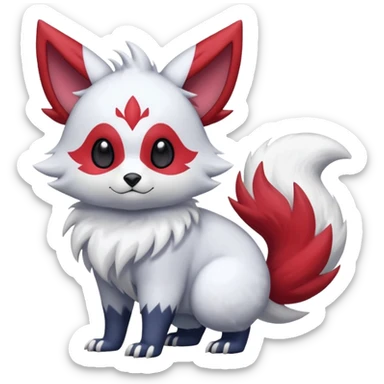  flurry fuzzy Absol-Zorua-Furret-Zangoose-Chinchilla-fusion-animal-Fakémon-hybrid-creature  sticker