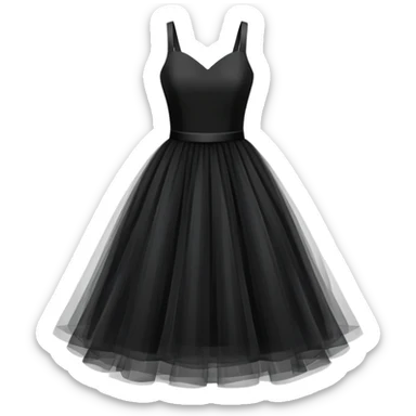 black dress, isolated, tulle skirt sticker