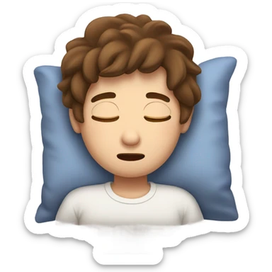 Waking up in morning sleepy boy with brown hair sticker
