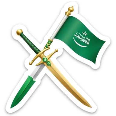 Saudi Arabian flag with green background and white Arabic script and sword sticker
