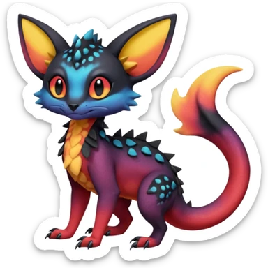 Dark magma-gradients-colored Salandit-Umbreon-Genet-Noivern-Noibat-Serval-Hybrid (Full body) sticker