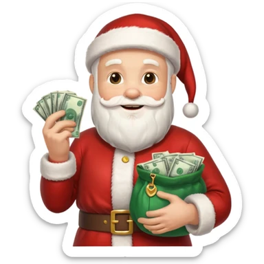 Um emoji de um  papai noel segurando um saco de dinheir sticker