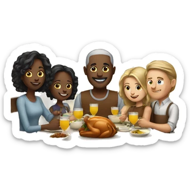 White Family sitting at Thanksgiving table with plenty of drinks sticker