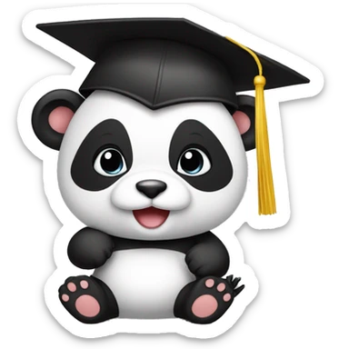 baby panda wearing graduation cap sticker