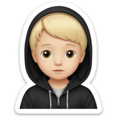 baby with blonde hair and black hoodie sticker