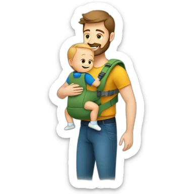 European Babywearing dad with baby ergo carrier sticker