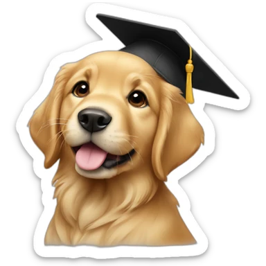 golden retriever puppy in a mortarboard sticker