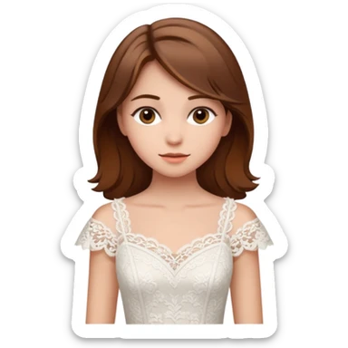 a middle brown hair girl with elegant white dress sticker