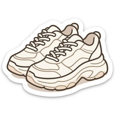 flat toon white chunky women's sneakers sticker