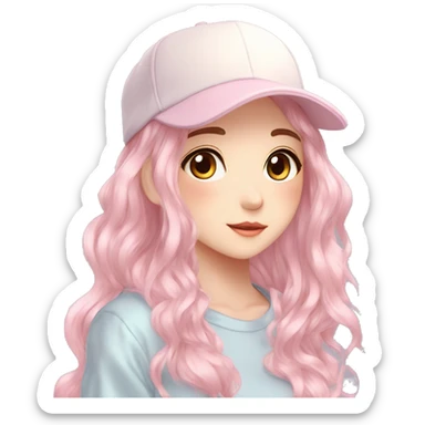 Gorgeous pastel anime girl with blushing face and hair garnitures and pretty hair and a cap aesthetic trending style sticker