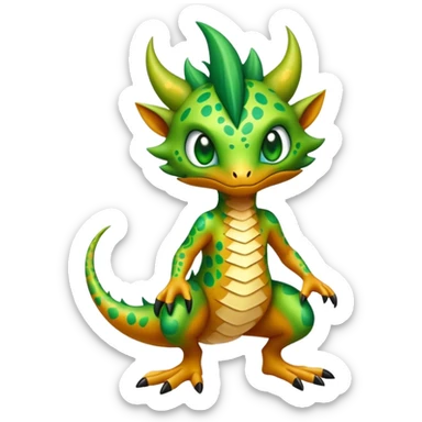 a colorful edgy vernid-fionbri-creature with splash patterns full body sticker