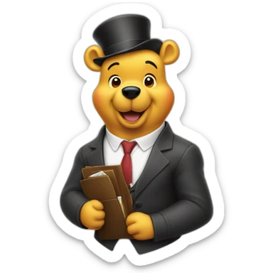 winne the pooh as a banker sticker