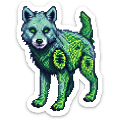 Minecraft style creeper, blocky, realistic texture, similar to provided wolf reference sticker