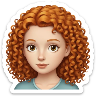 white girl with ginger curly hair  sticker