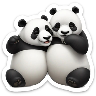 Dos pandas dándose un abrazo el uno al otro  sticker
