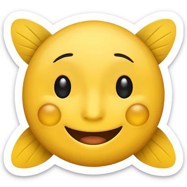 😊🥺 these emojis but with flies around it and its happy yellow face emoji black eyes like the 4th image but its cuter remove the nose make the eyes bigger and fully black and close its mouth make it smile sticker