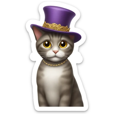 Cat wearing a fancy hat sticker