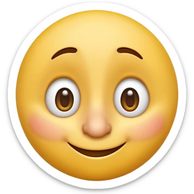 3D yellow emoji, classic round face, cartoon style, Apple emoji style, exaggerated long nose like Pinocchio, guilty smiling expression, eyes looking sideways mischievously, glossy texture, soft shadows, isolated on white background, high detail, realistic rendering sticker