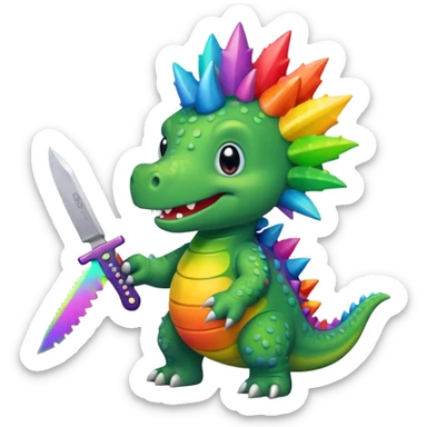 Cute rainbow Stegosaurus with knife sticker