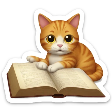 a ginger cat reading the Bible sticker