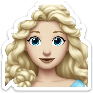 snow princess long blonde hair wearing an ice crown and a blue gown sticker
