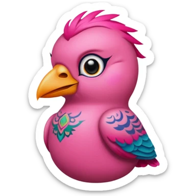 pink bird with piercings and tattooes sticker