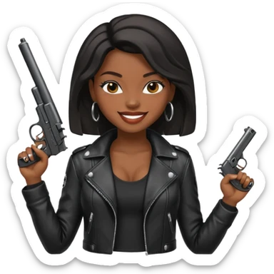 A sexy black female gangster with a gun sticker