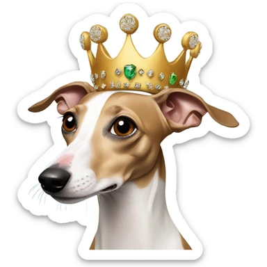 Italian greyhound wearing a crown  sticker