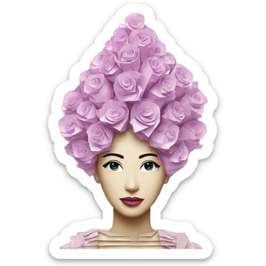  lady Queen royal vaporwave made of 420 origami newspaper roses hemp leaves lantern fairy lights burning paper vaporwave sticker