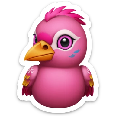 pink bird with piercings and tattooes sticker