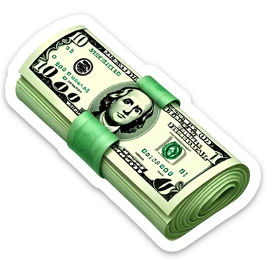 a single rolled US dollar bill, 3D style, no backgrou sticker