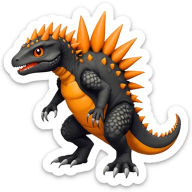 Black Agumon-Tyrunt-Fakémon-creature-hybrid with orange belly (full body) sticker