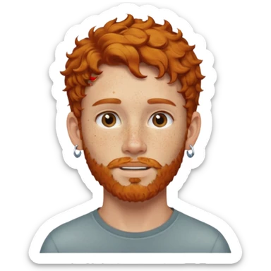 im short curly ginger haired young guy and also have earring on my left ear also have clean beard sticker