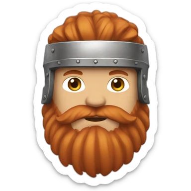 male viking with a reddish beard streaked with white helmet no horns sticker