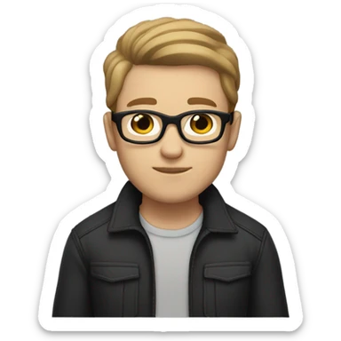 my boyfriend light skin brown hair and black glasses  sticker