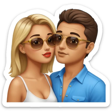 a good looking man and good looking woman are Kissing, outdoor sticker