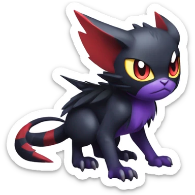 Edgy Cool Kawaii Litten-Noivern-Noibat-Absol-Pokémon Full Body sticker