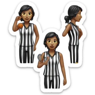 female basketball referee with whistle in hand sticker