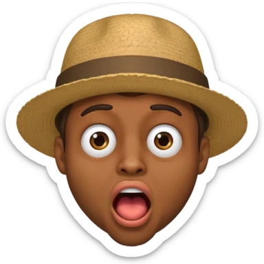 homme créole réunionnais  étonné  bouche ouverte avec chapeau sticker