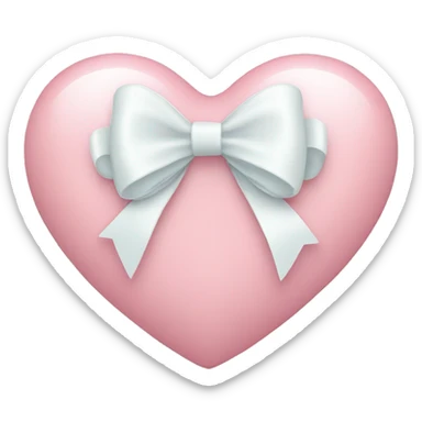 Pastel pink heart with white bow sticker