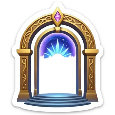 universe gate object icon, gigantic cosmic portal doorway, swirling galaxy energy inside, glowing starry aura, mystical space runes, fantasy sci-fi style, 3D cartoon, mobile game icon style, centered, clean background, no text, no watermark sticker