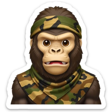 King Kong  emojie wearing a camouflage bandana sticker