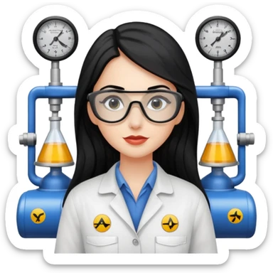 Femme cheveux long noir travaille dans le domaine de l'aéronautique gros sourcils sticker