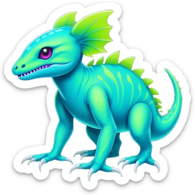 Tropical futuristic lush cool edgy neon Fionbri-Vernid-Elgyem-creature (full body) sticker