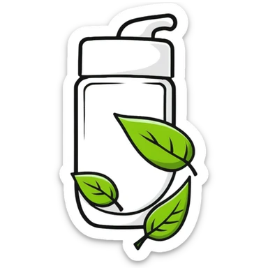 Safe natural skincare product with leaf icon sticker