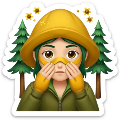 forest rogue rubbing eyes with pollen sparkles sticker