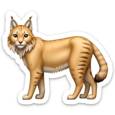 Cinematic-Lynx-Realistic-Full-Body-Standing on all fours-Emoji – head tilted dramatically, sleek golden-brown fur with faint spotting, long legs and large paws poised elegantly, simplified yet realistic focused features, highly detailed, glowing with an almost sarcastic glow. sticker