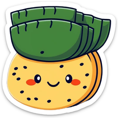 Traditional Japanese rice cracker with nori seaweed sticker