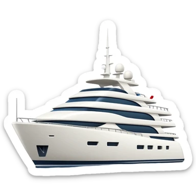 regular sized yacht facing to the left on white background sticker