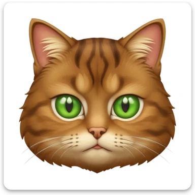 a fluffy brown tabby cat  face who is very grumpy sticker